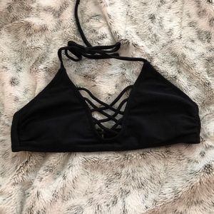Crossed Black Bathing Suit Top